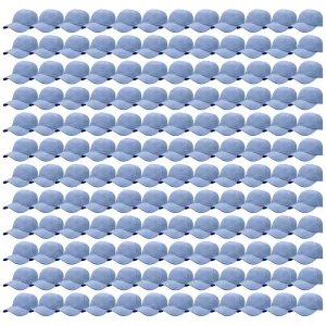 144-Pack Baseball Dad Cap Velcro Strap Adjustable Size - Sky Blue