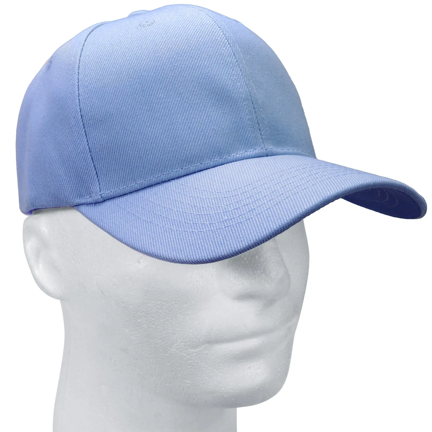 144-Pack Baseball Dad Cap Velcro Strap Adjustable Size - Sky Blue