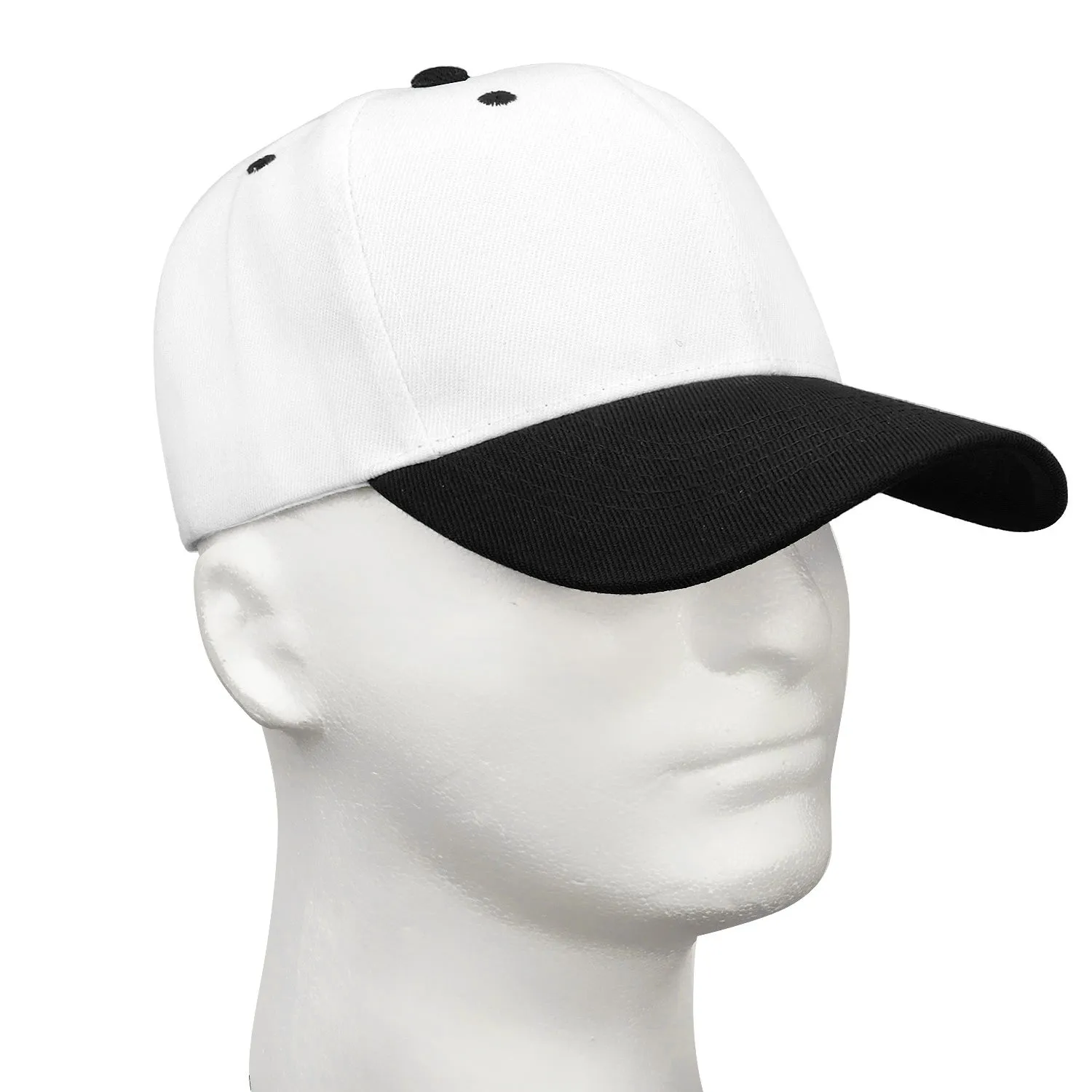 144-Pack Baseball Dad Cap Velcro Strap Adjustable Size - White/Black