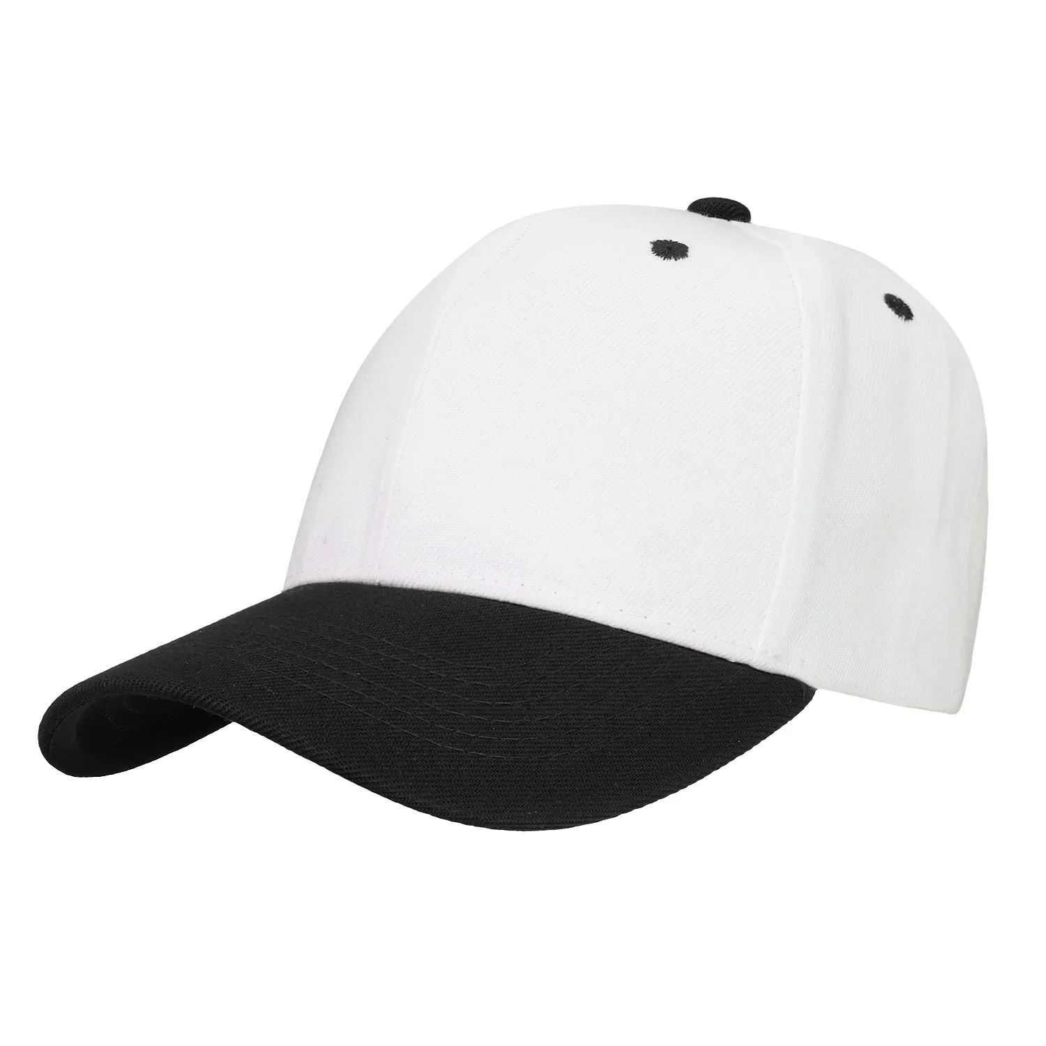 144-Pack Baseball Dad Cap Velcro Strap Adjustable Size - White/Black