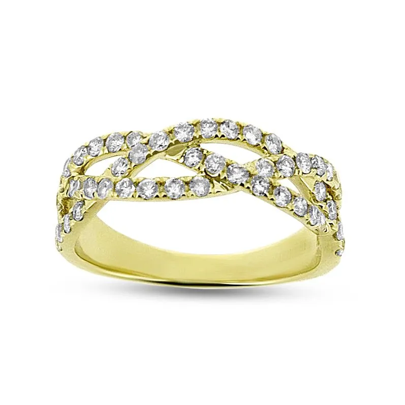 14K Gold Diamond Crisscross Ring