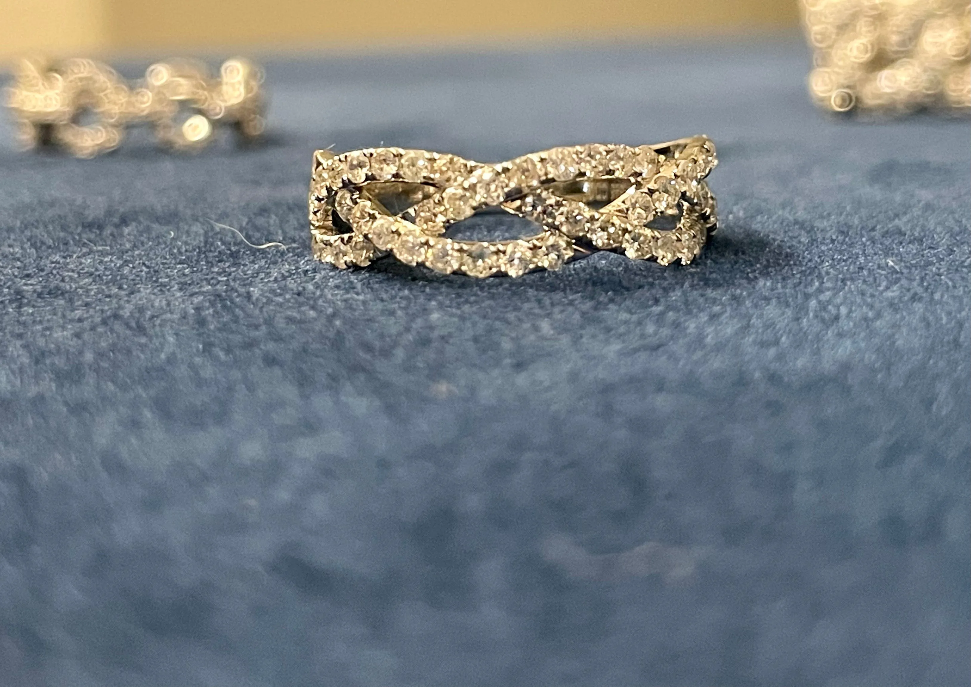 14K Gold Diamond Crisscross Ring