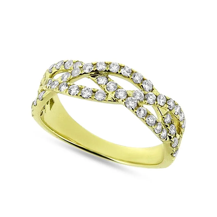 14K Gold Diamond Crisscross Ring