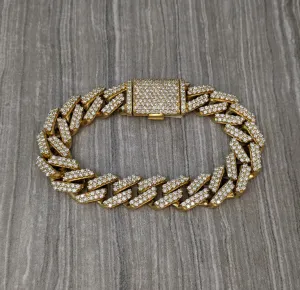 14k Yellow Gold 11ctw Diamond Cuban Link Bracelet