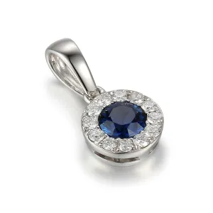 18ct White Gold 0.33ct Sapphire And 0.14ct Diamond Halo Pendant Only