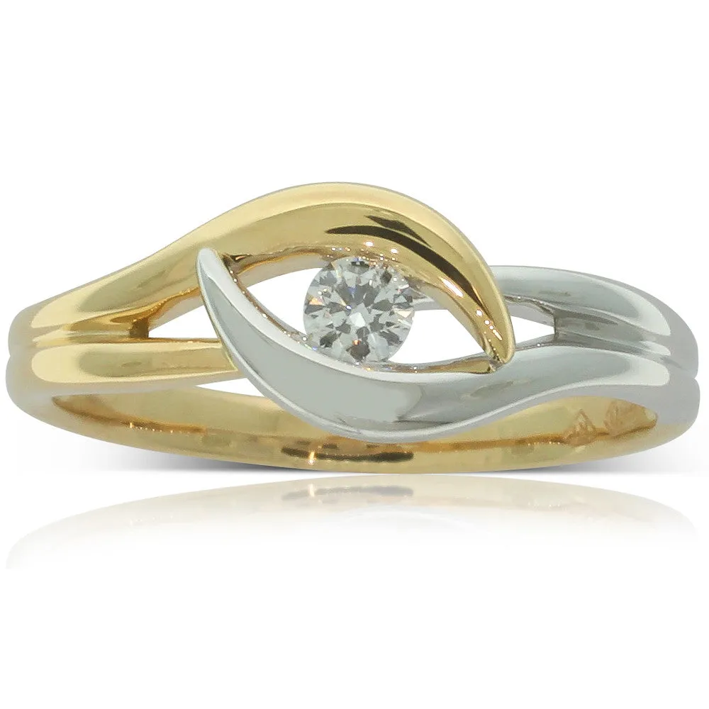 18ct Yellow Gold & 18ct White Gold Diamond Solitaire Ring