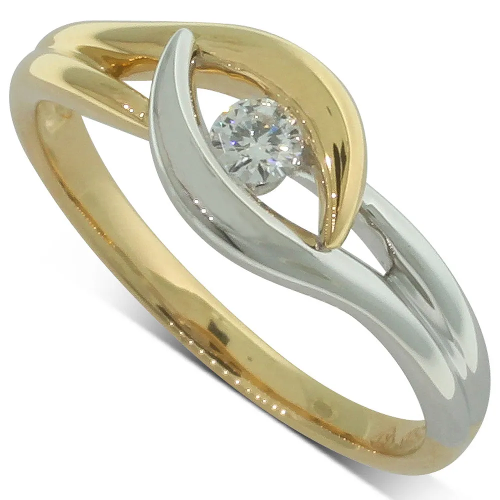 18ct Yellow Gold & 18ct White Gold Diamond Solitaire Ring