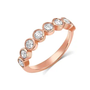 18kt Rose Gold 0.69ctw Round Brilliant Diamond Half Band