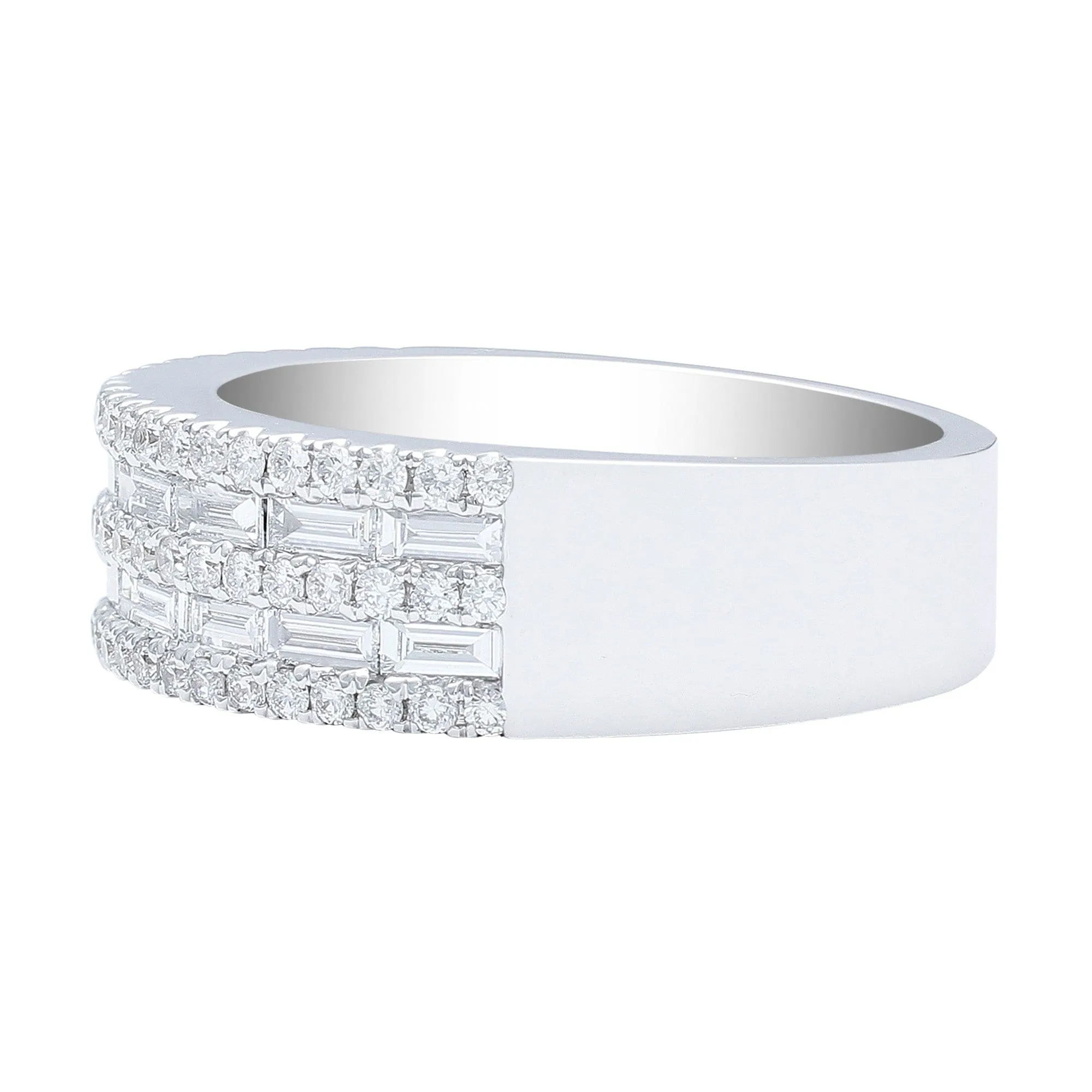 18kt White Gold Round Brilliant & Baguette Diamond Band