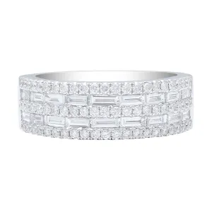 18kt White Gold Round Brilliant & Baguette Diamond Band