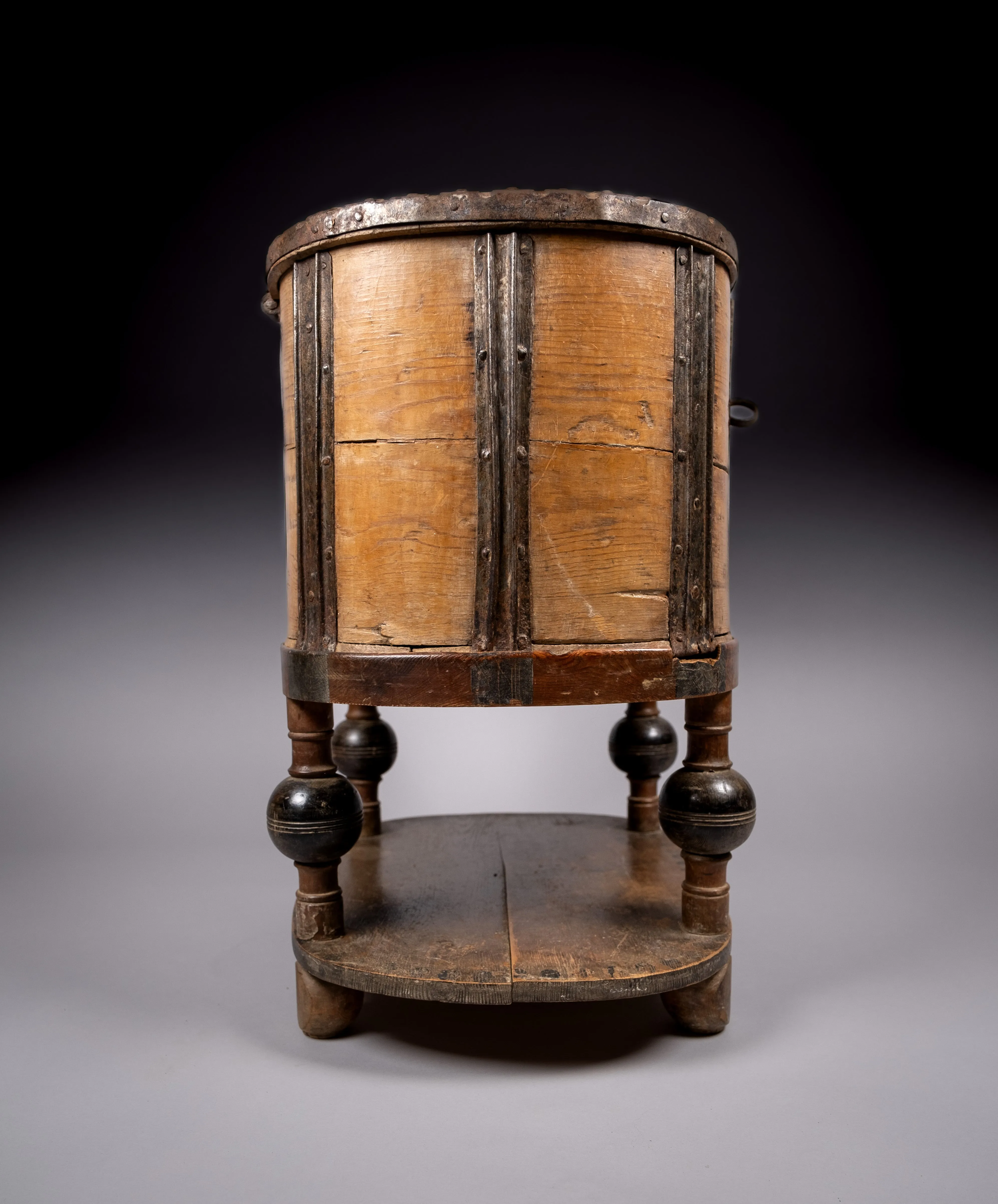 18th Century Swedish Bentwood Pine & Iron Strong Box