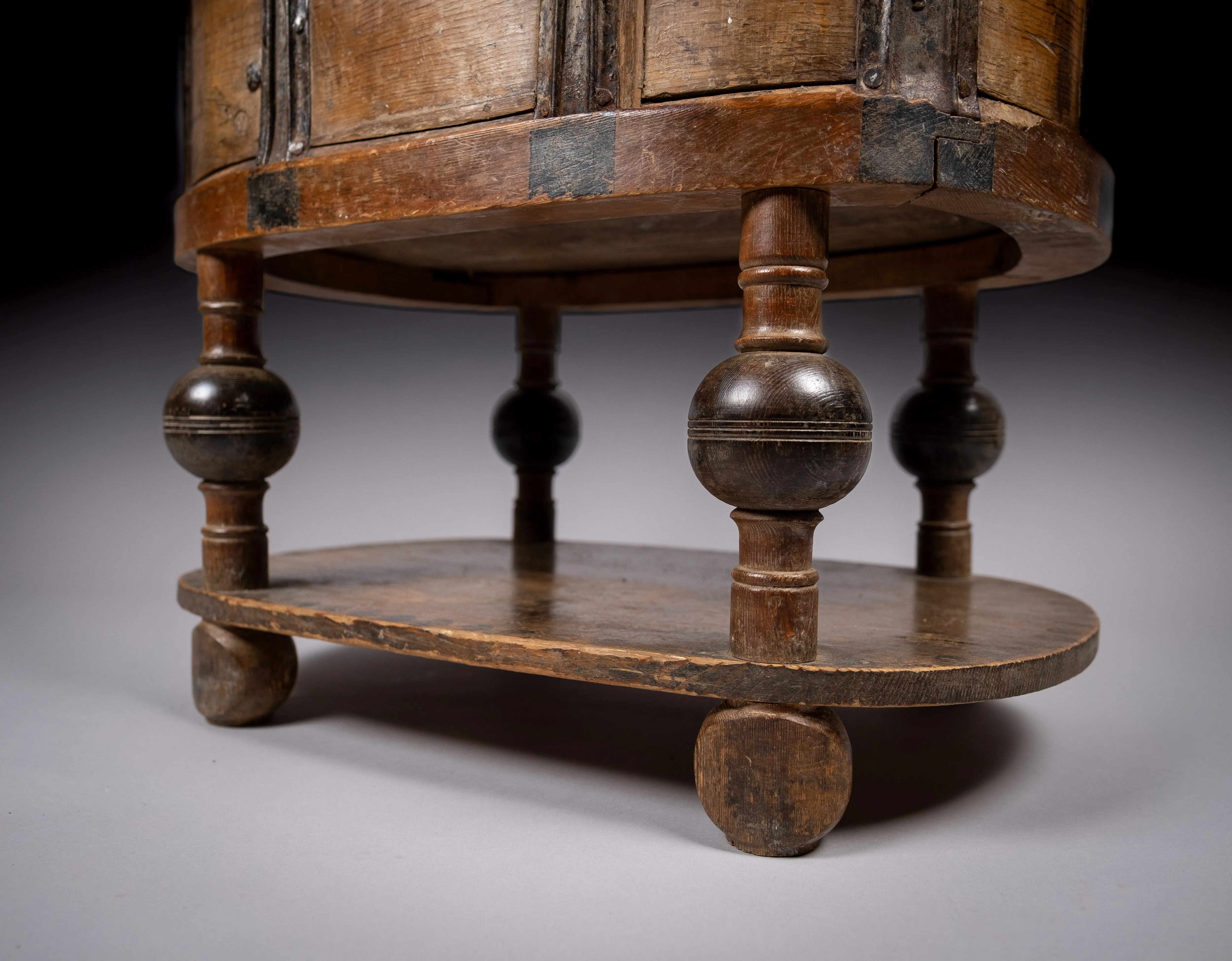 18th Century Swedish Bentwood Pine & Iron Strong Box