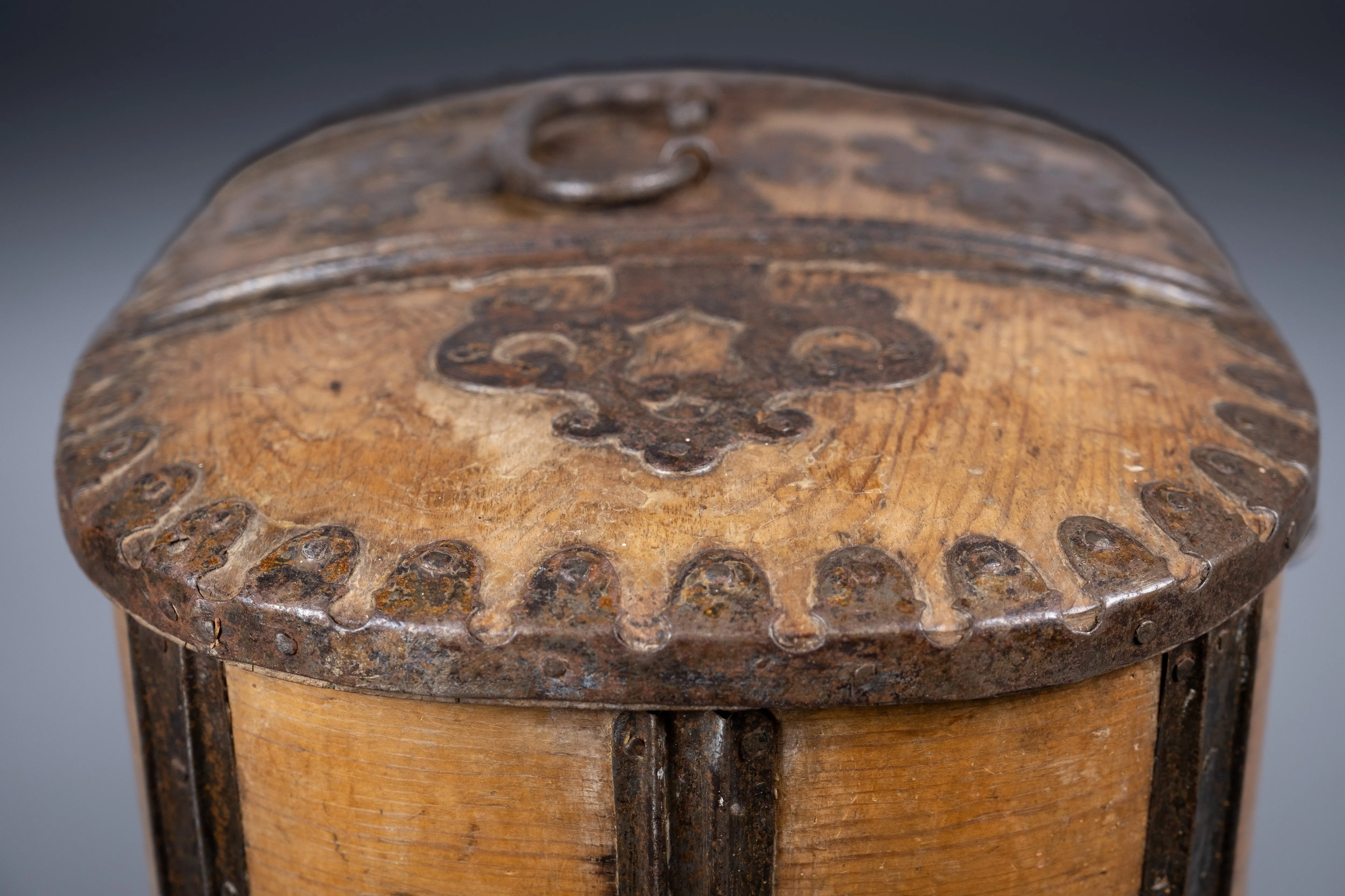 18th Century Swedish Bentwood Pine & Iron Strong Box