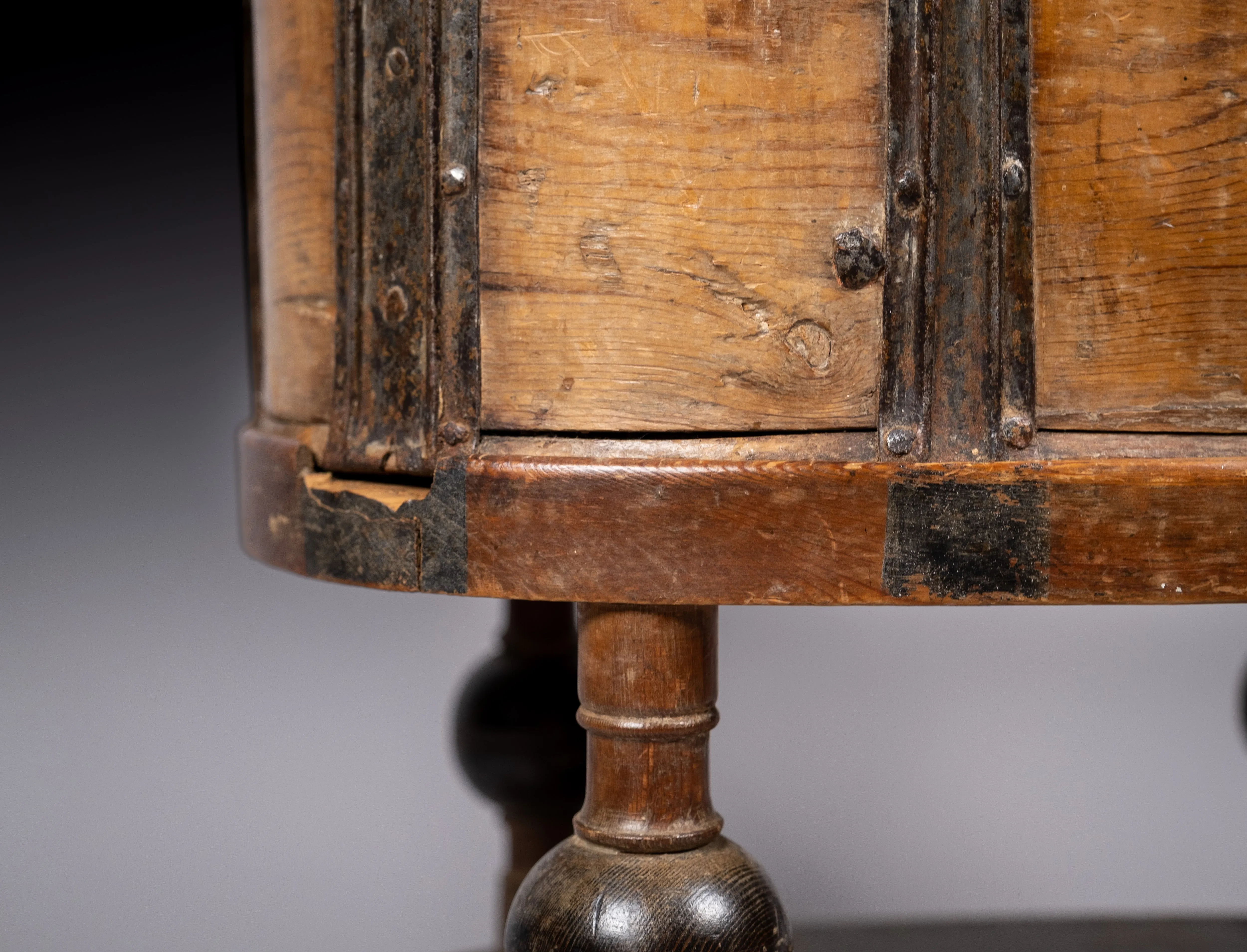 18th Century Swedish Bentwood Pine & Iron Strong Box