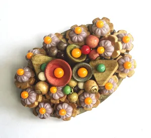 1940's Hand Made Wooden Brooch