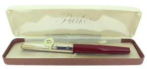 1956 PARKER 61 HERITAGE 1ST EDITION RAGE RED FOUNTAIN PEN RAINBOW CAP NOS MINT IN BOX