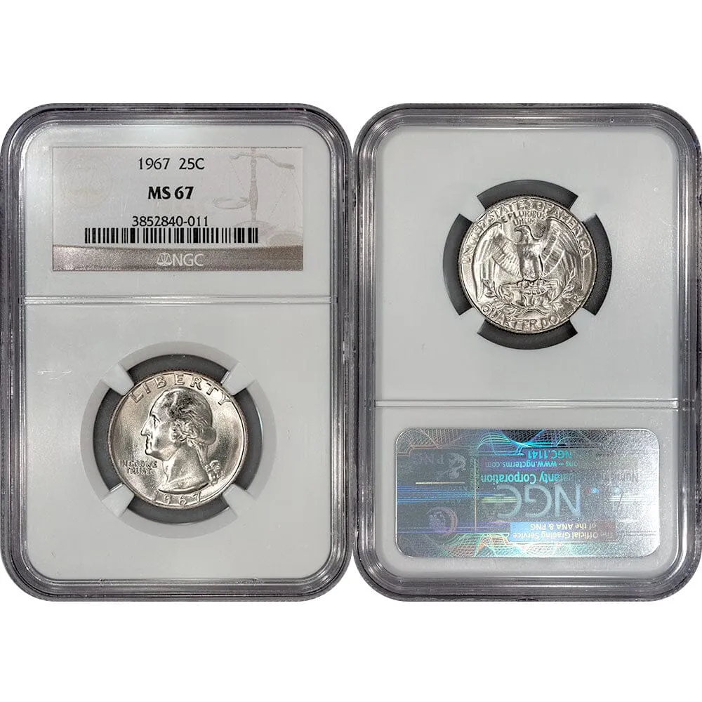 1967 Washington Quarter - NGC MS 67 - Pop 110, 15 Higher