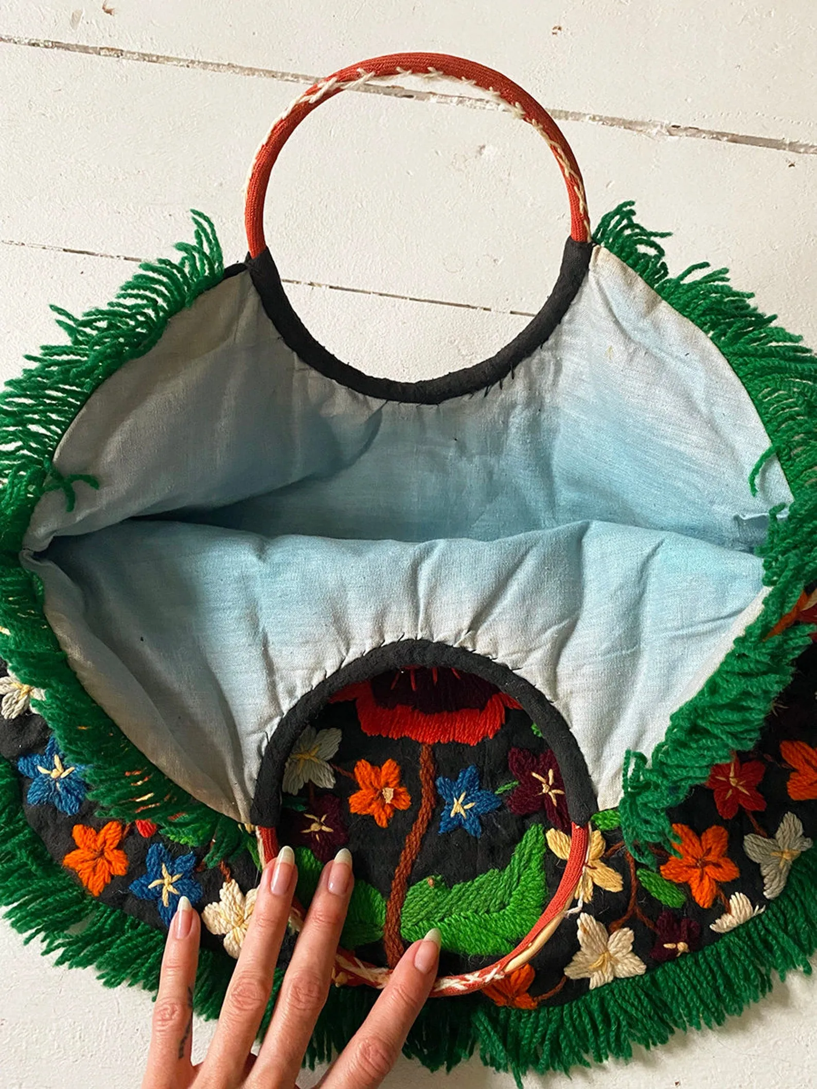 1970's Embroidered Floral Handbag