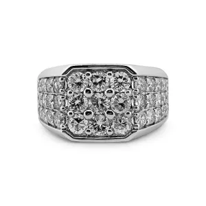 2.98ctw Round Brilliant Diamond Men's Ring in 14k White Gold