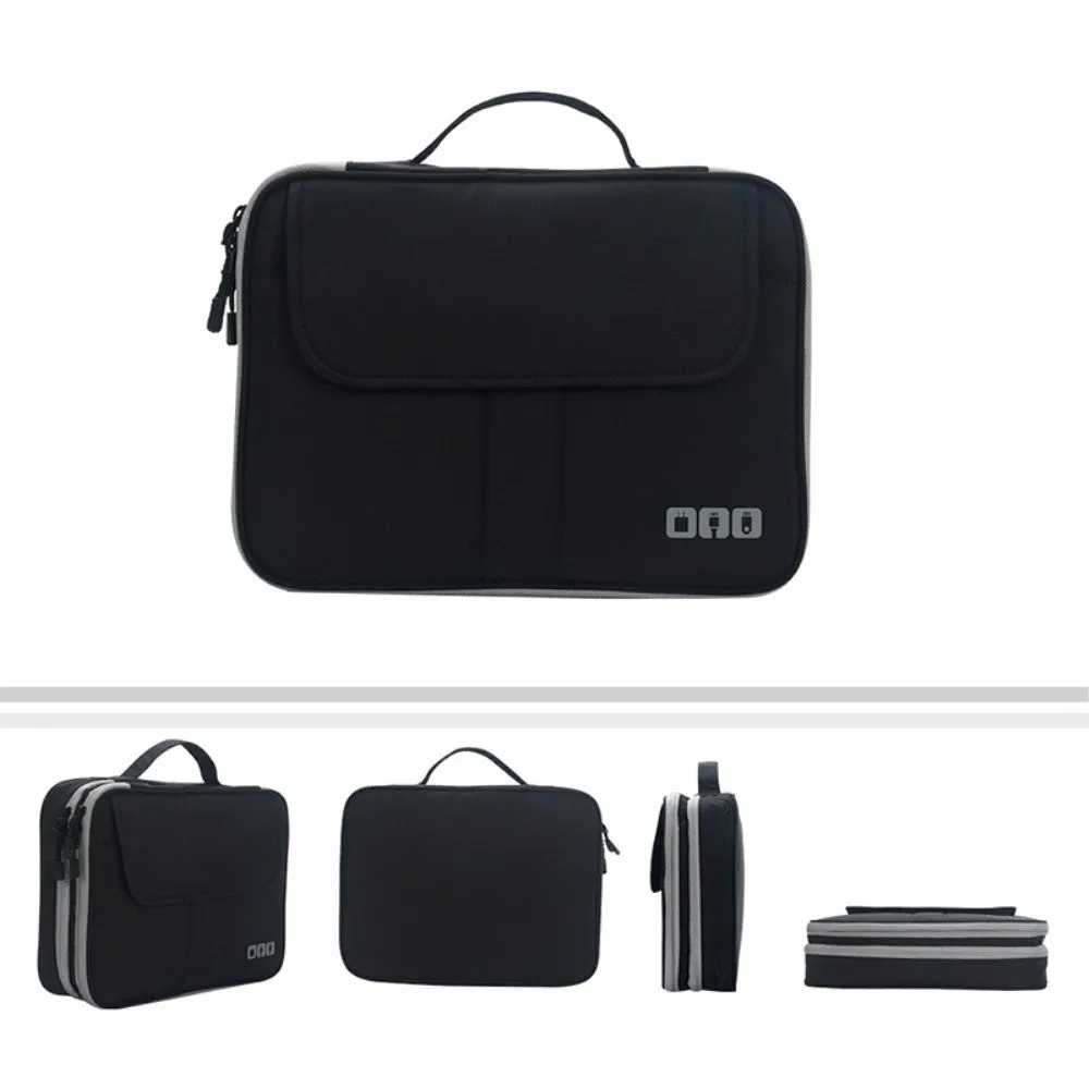 (29x22x8cm) Universal Nylon Travel Organizer Bag with Zipper for Smartphone - Black / Grey