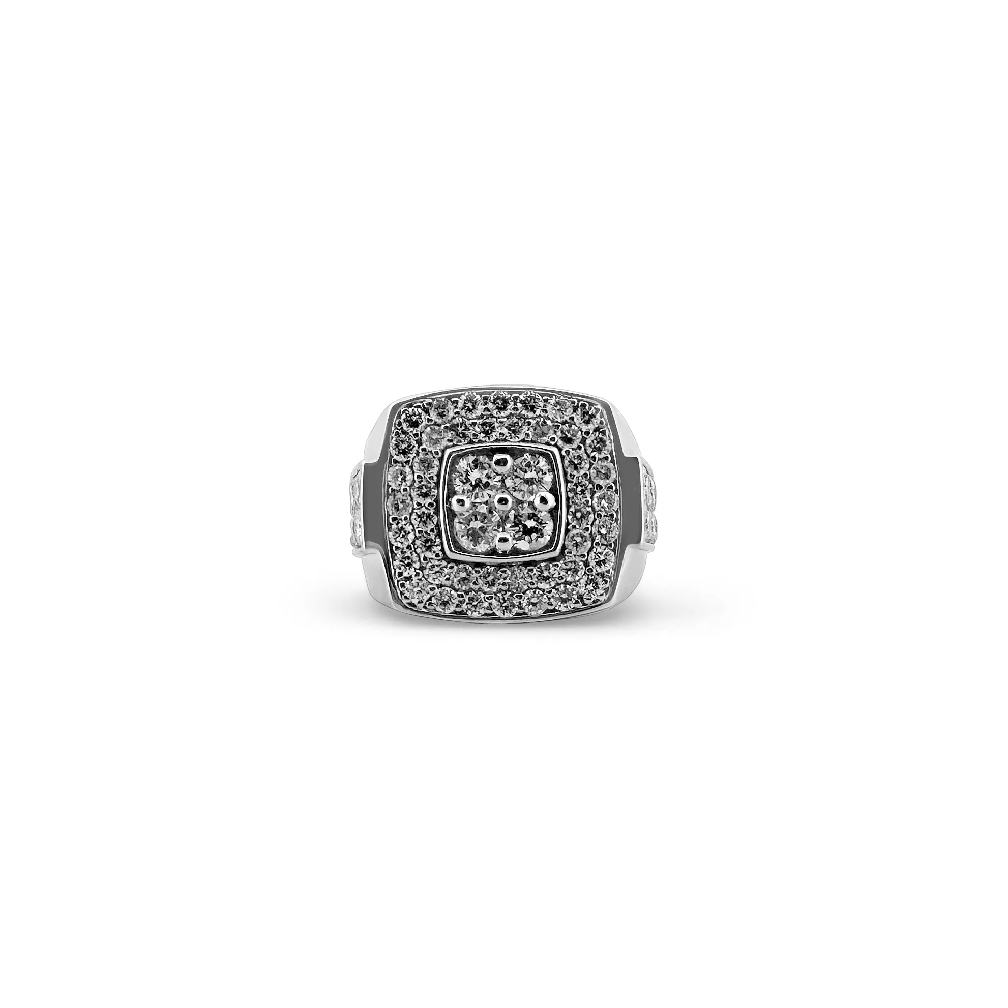 3.32ctw Round Brilliant Diamond Pavé Men's Ring in 14k White Gold