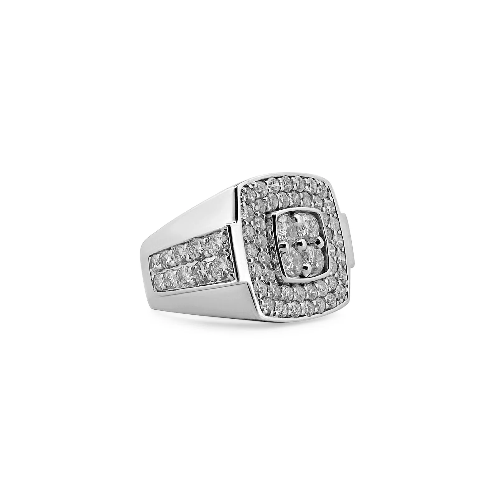 3.32ctw Round Brilliant Diamond Pavé Men's Ring in 14k White Gold