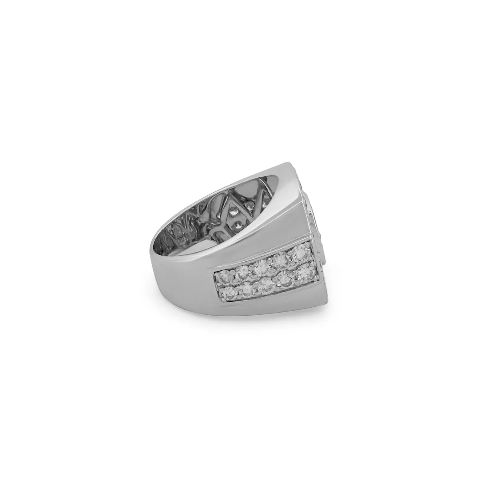 3.32ctw Round Brilliant Diamond Pavé Men's Ring in 14k White Gold