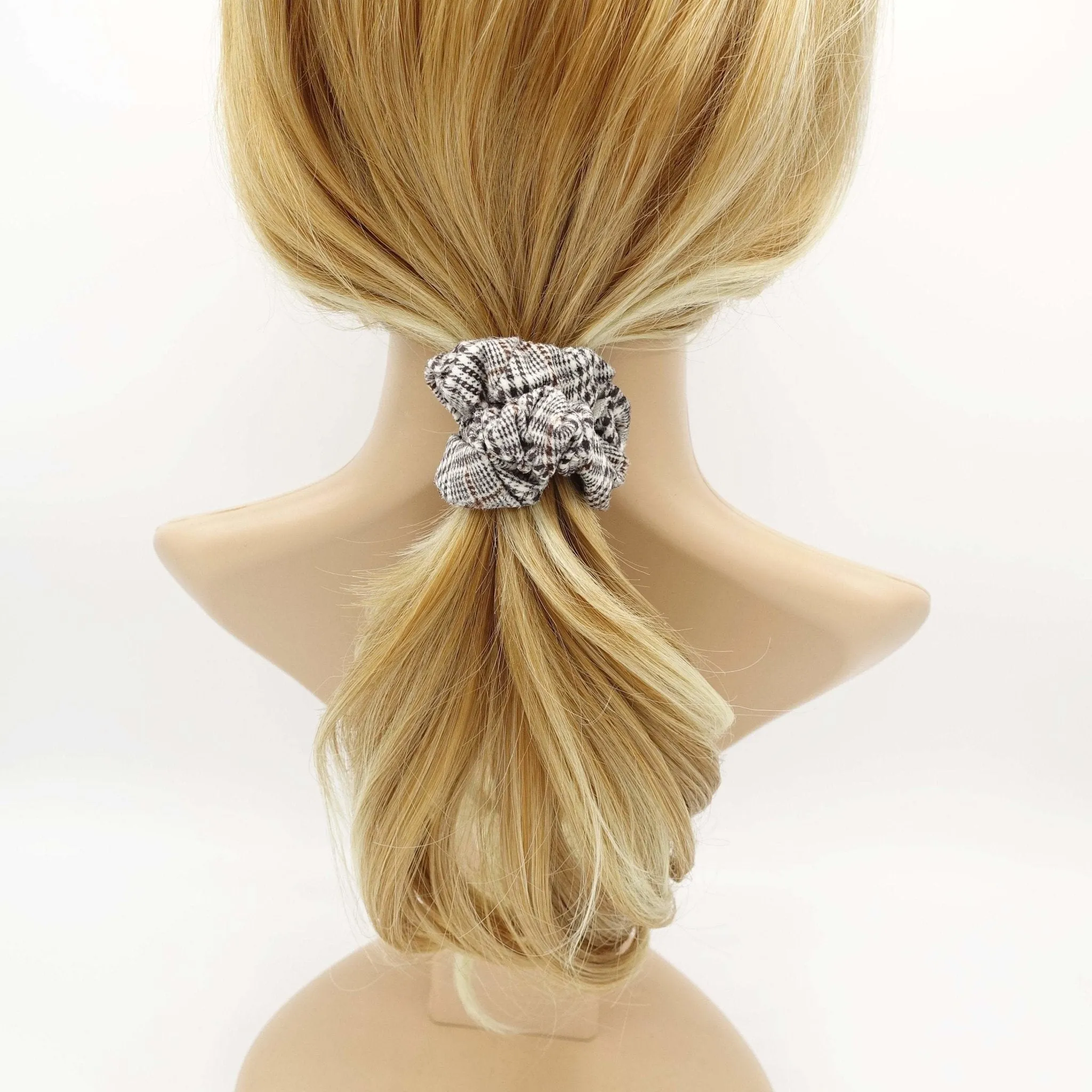 a set of 5 Suede plaid check scrunchies Autumn Winter Hair scrunchy women hair accessories