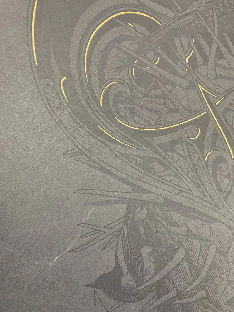 Aaron Horkey: Grails Black / Grey Test Print