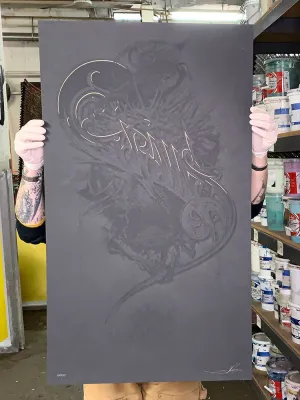 Aaron Horkey: Grails Black / Grey Test Print