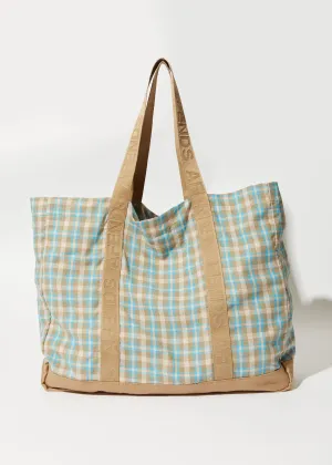 AFENDS Unisex Millie - Oversized Tote Bag - Tan Check