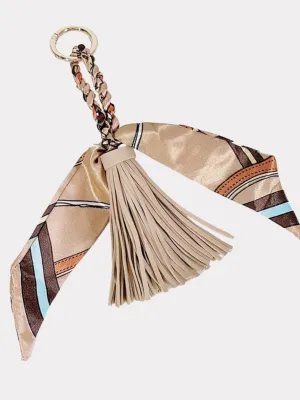 Amelia Tassel Bag Charm Taupe