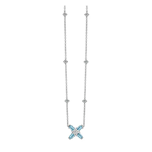 Arch Florale MM Necklace, 18k White Gold with DAVIDOR Arch Cut Aquamarines and Brilliant Diamonds