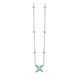 Arch Florale MM Necklace, 18k White Gold with DAVIDOR Arch Cut Aquamarines and Brilliant Diamonds