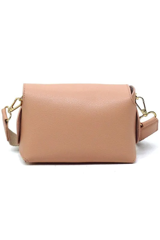 Bamboo Twist Lock Flap Crossbody Bag