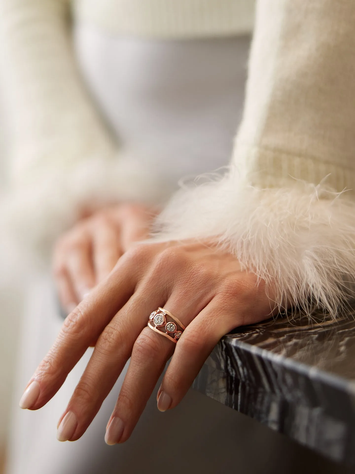 Beach Diamond Rose Gold Ring