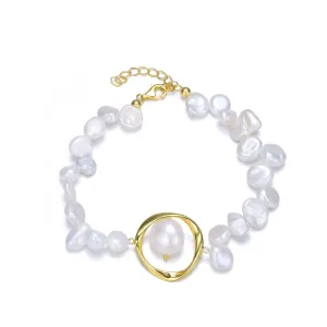 Brigitte Pearl Circle Eye Golden Bracelet