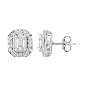 Brilliant Claw Surround Stud Earrings with 1/2ct of Diamonds in 9ct White Gold