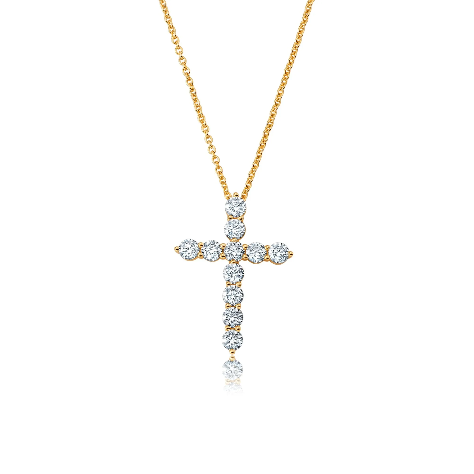 Brilliant Round Prong Set Cross Necklace