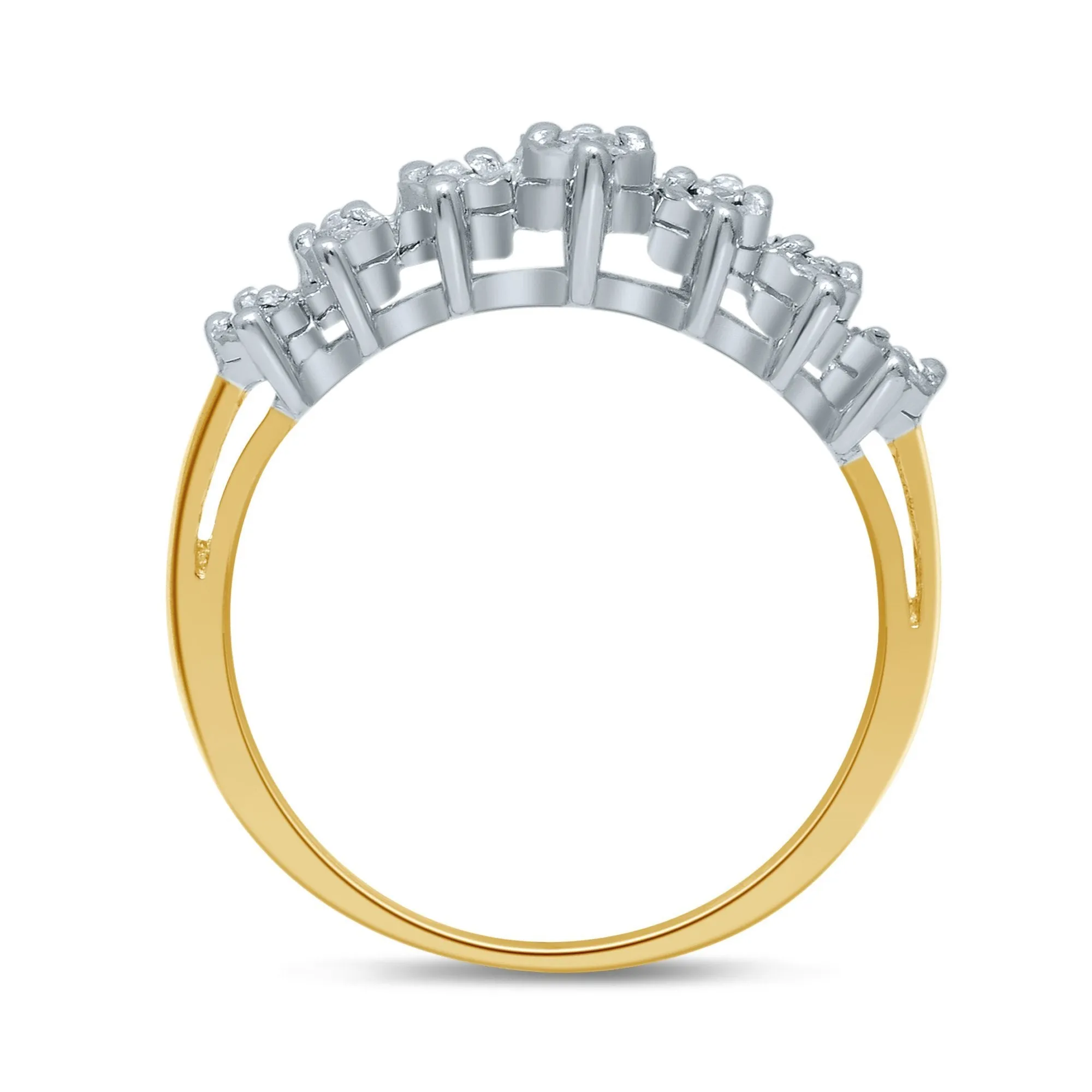 Brilliant Set Two Row Ring with 1/4ct of Diamonds in 9ct Yellow Gold