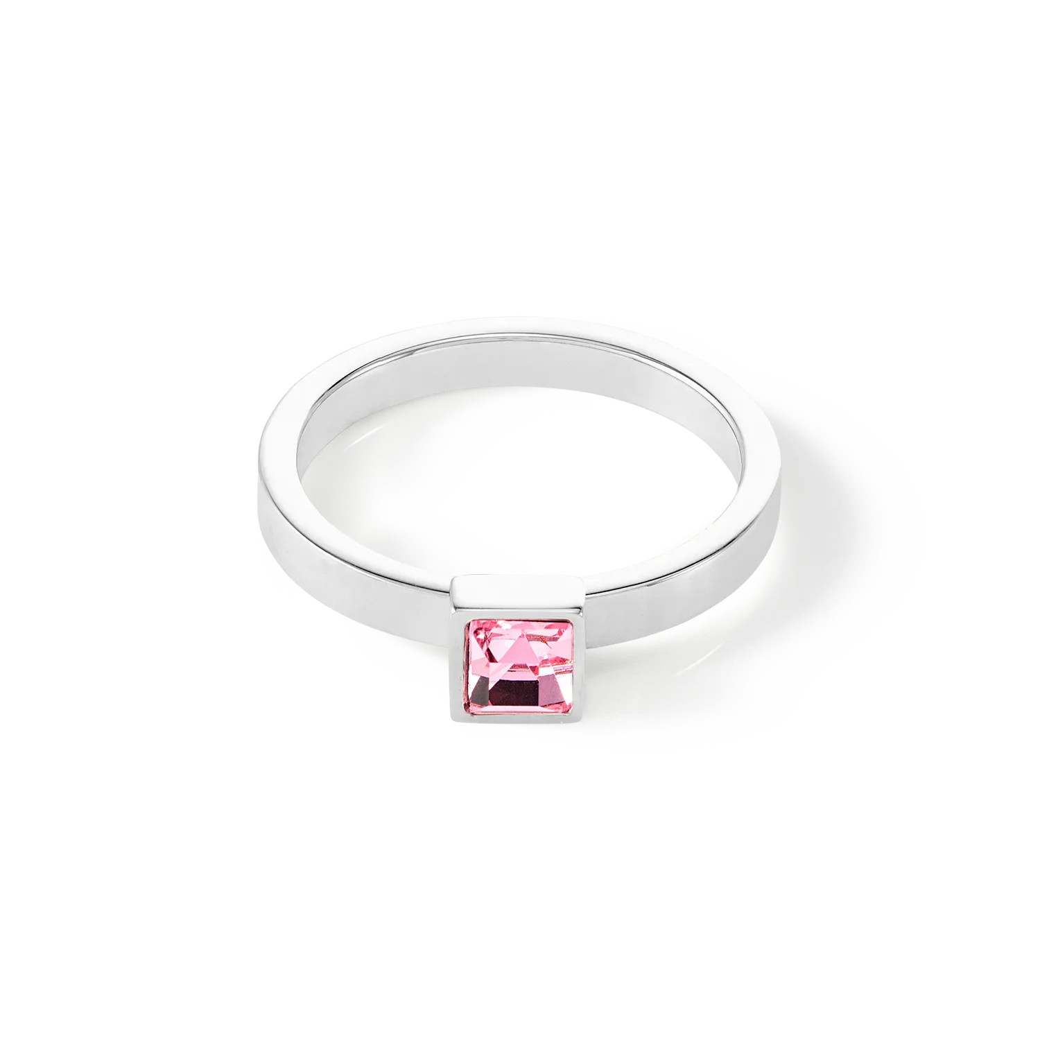 Brilliant Square small ring silver light pink