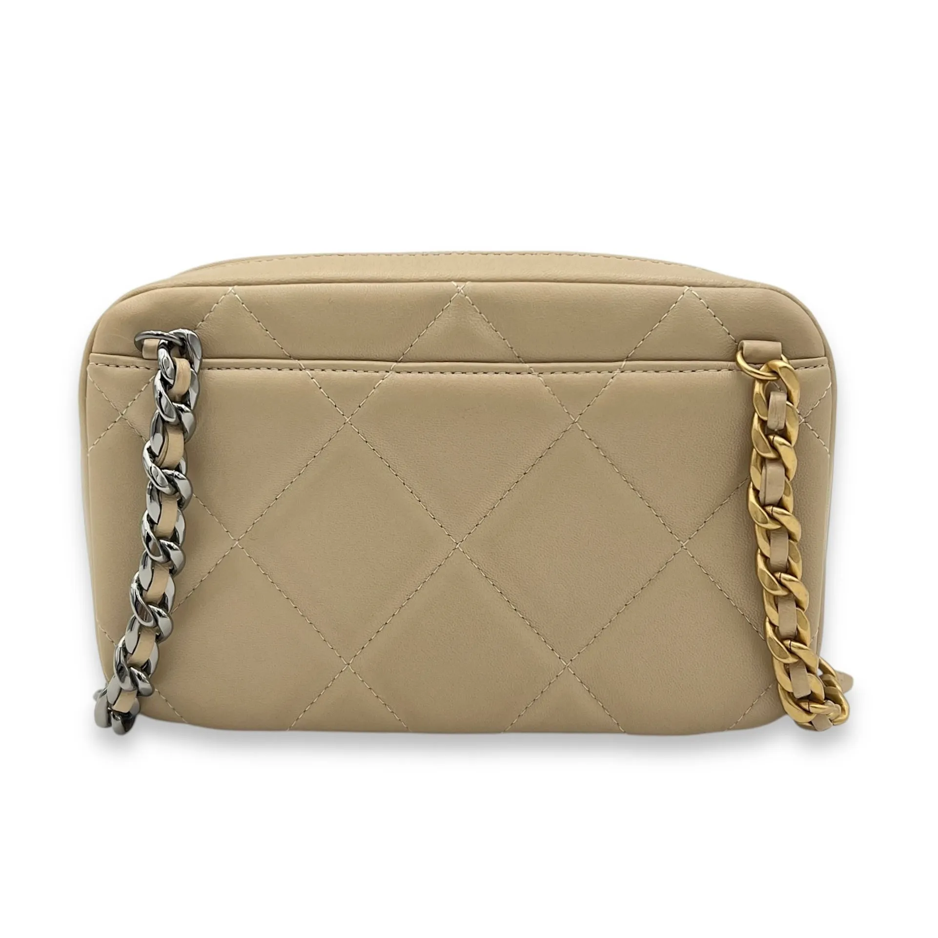 C19 Beige Clutch With Chain Camera Bag in Lambskin, Mixed hardware