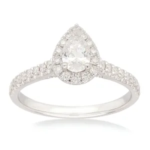 Celebration 18ct White Gold Pear & Round Brilliant  Cut 3/4 CARAT tw of Lab Grown Diamond Ring