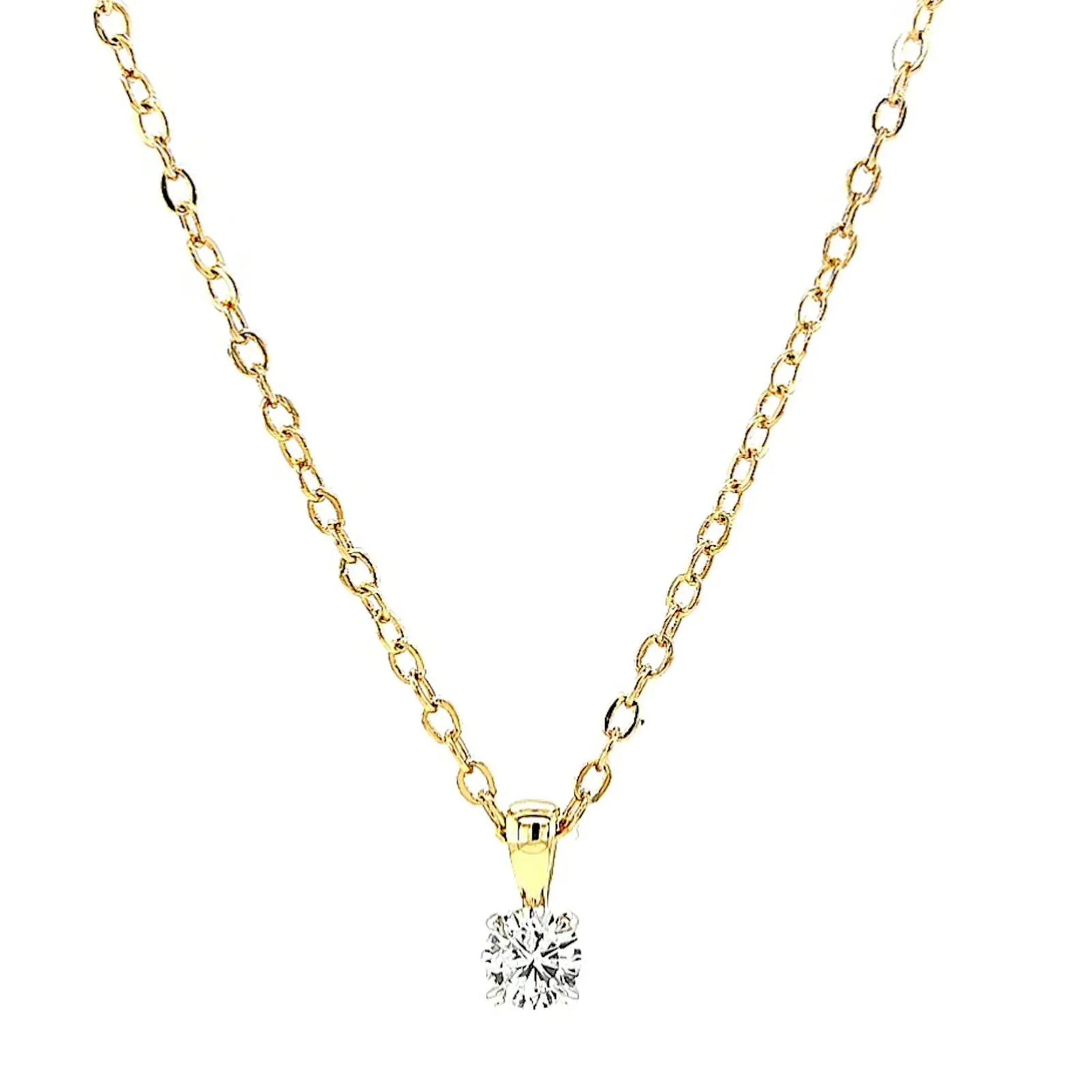 Celebration 9ct Yellow Gold Round Brilliant Cut 1/4 CARAT Lab Grown Diamond Pendant