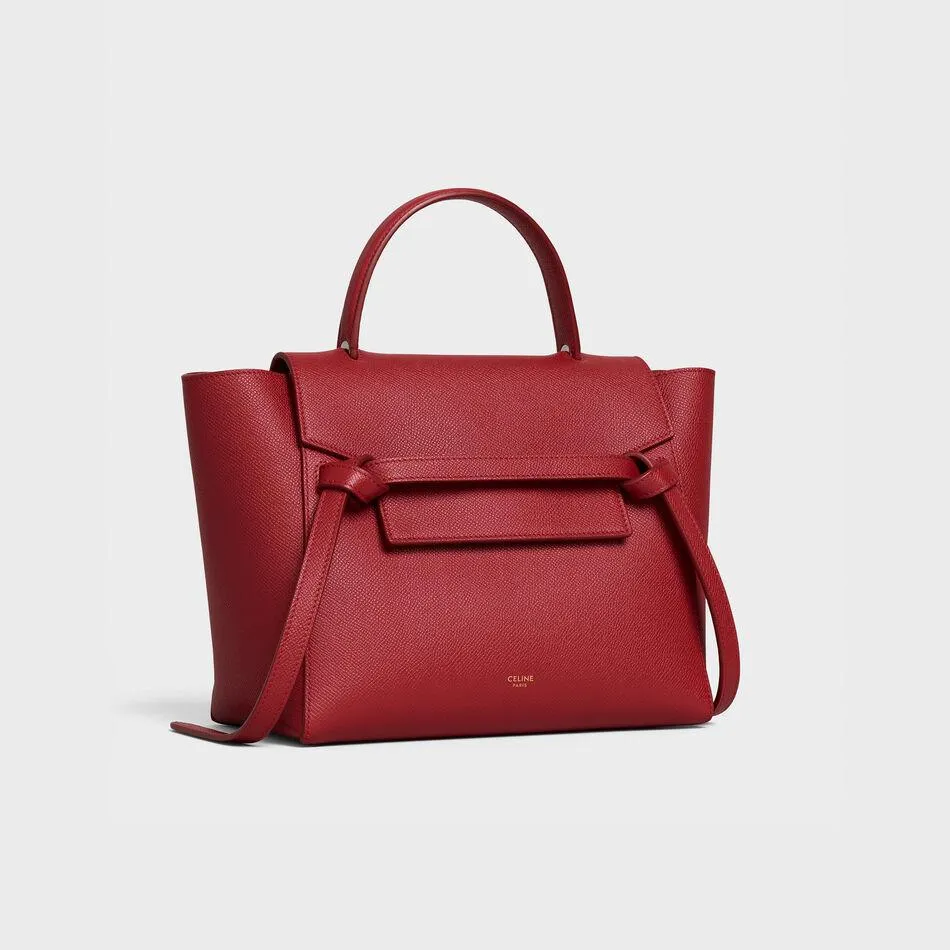 Celine Micro Belt Bag In Grained Calfskin Ruby