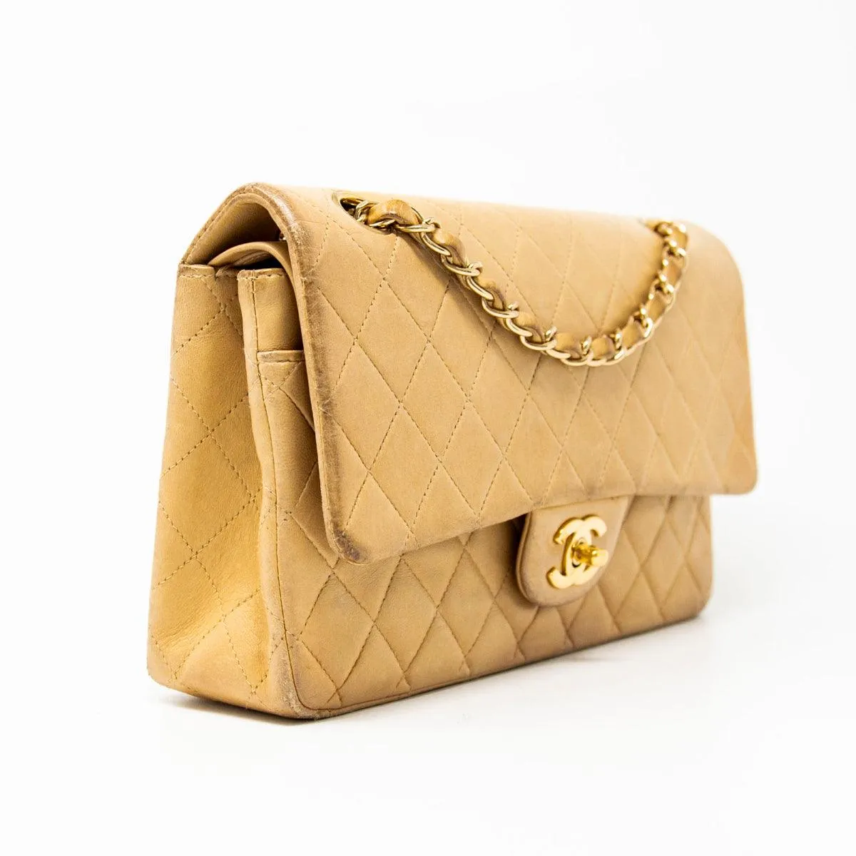 Chanel Beige Medium Vintage Classic Flap