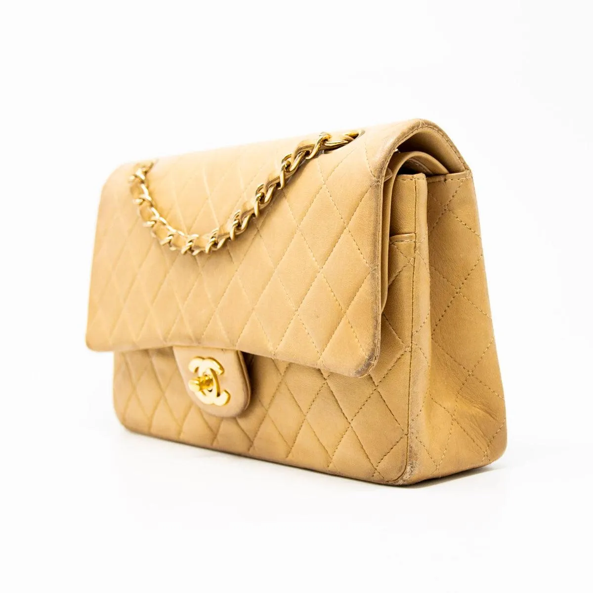 Chanel Beige Medium Vintage Classic Flap