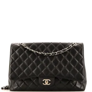 CHANEL Vintage Classic Single Flap Bag Quilted Caviar Maxi