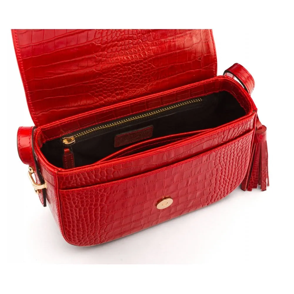 Clarice Tassel Bag - Red Croc