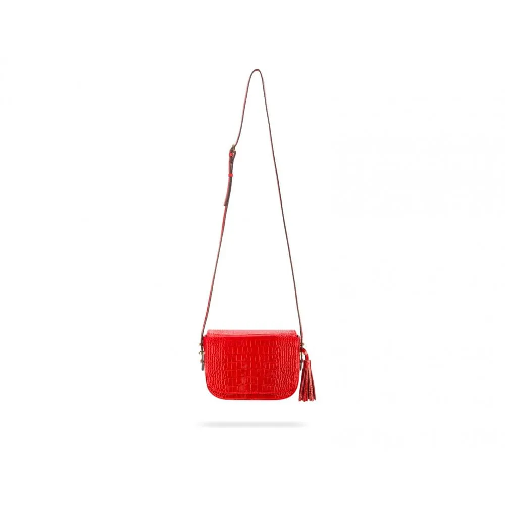 Clarice Tassel Bag - Red Croc